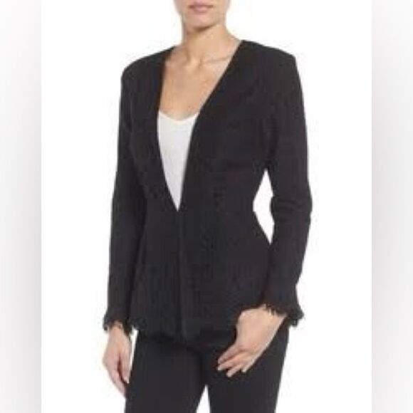 NWT women’s CUPCAKES AND CASHMERE black Tess Lace one hidden button Blazer small - Picture 1 of 9